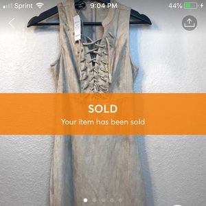 BEBE lace front Suede Dress